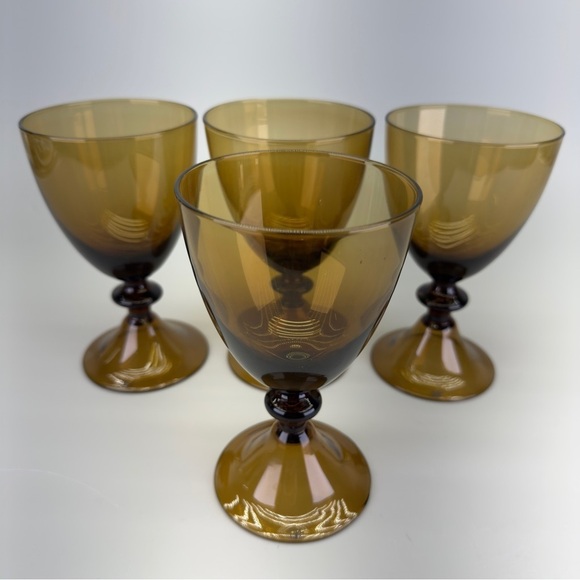 Set of 4 Diane Von Furstenberg 
Handblown Amber Wine Glasses - Picture 6 of 10
